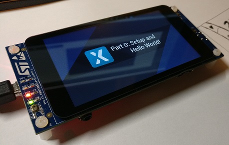 Screenshot of TouchGFX interface on a STM32F469i dev board