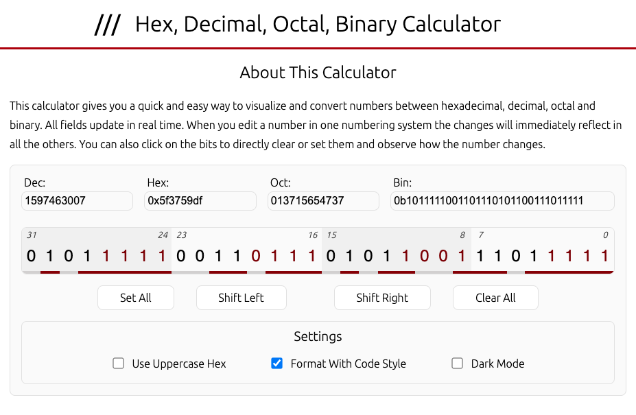 UI of calc.50x.ca