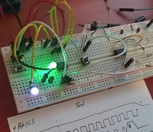Circuit on a breadboard